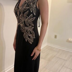 Elegant Black and Gold Embellished Dress